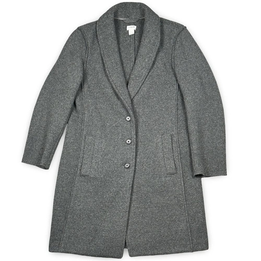 J.Crew Daphne Boiled Wool Topcoat Gray Charcoal Women's Size 4 Classic Coat Chic - Picture 3 of 17
